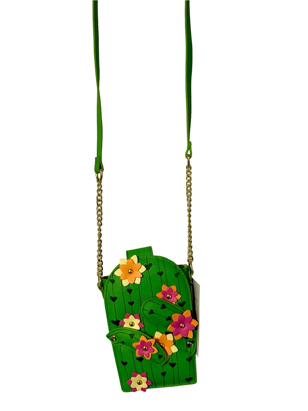 Betsey Johnson Green Floral Cactus Crossbody with Gold Chain - Picture 3 of 5